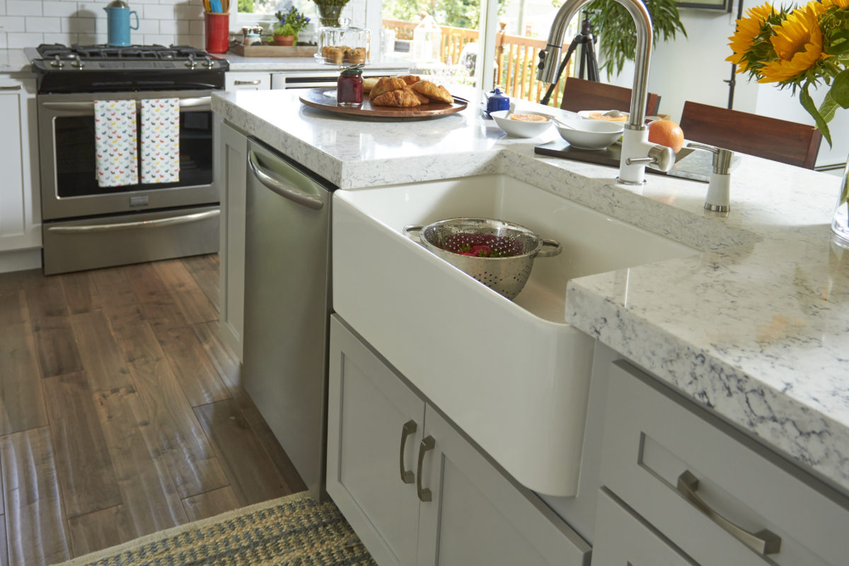 Simply White Kitchen with Light Grey Island