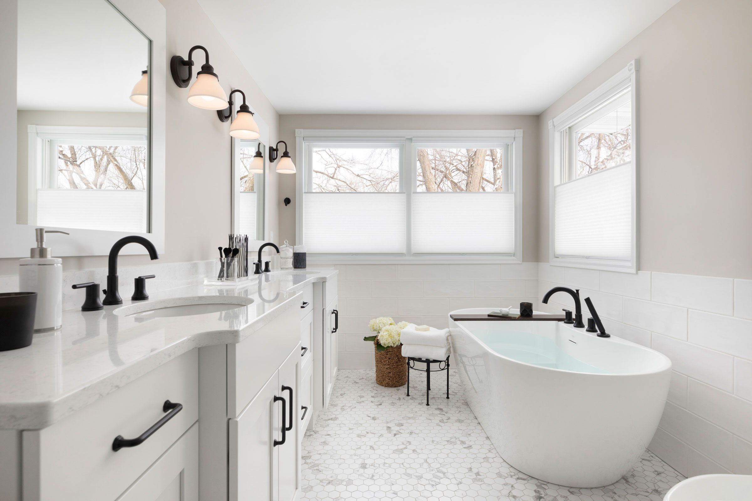 Spacious White Master Bathroom