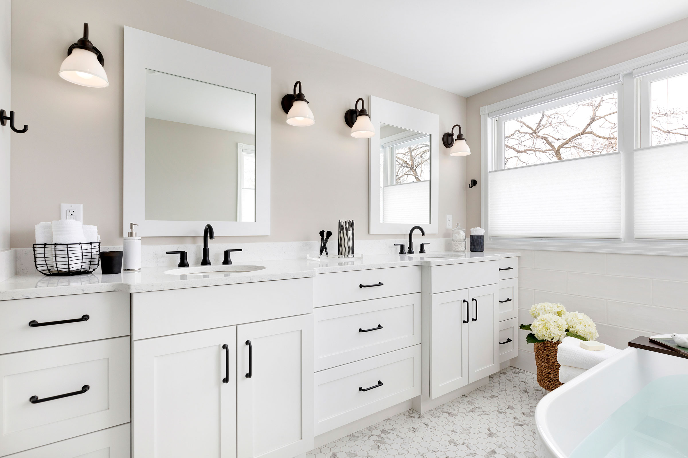 Spacious White Master Bathroom