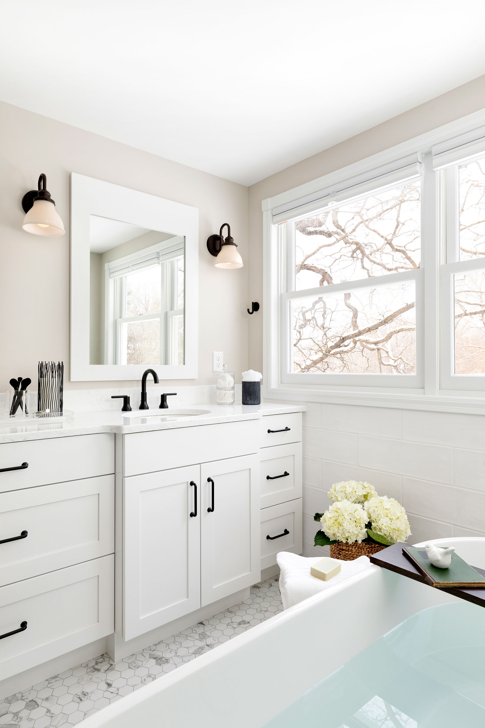 Spacious White Master Bathroom