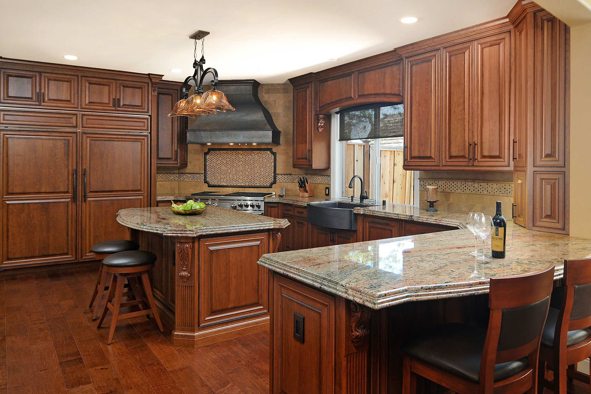 Traditional Cherry Kitchen with Rich Stain