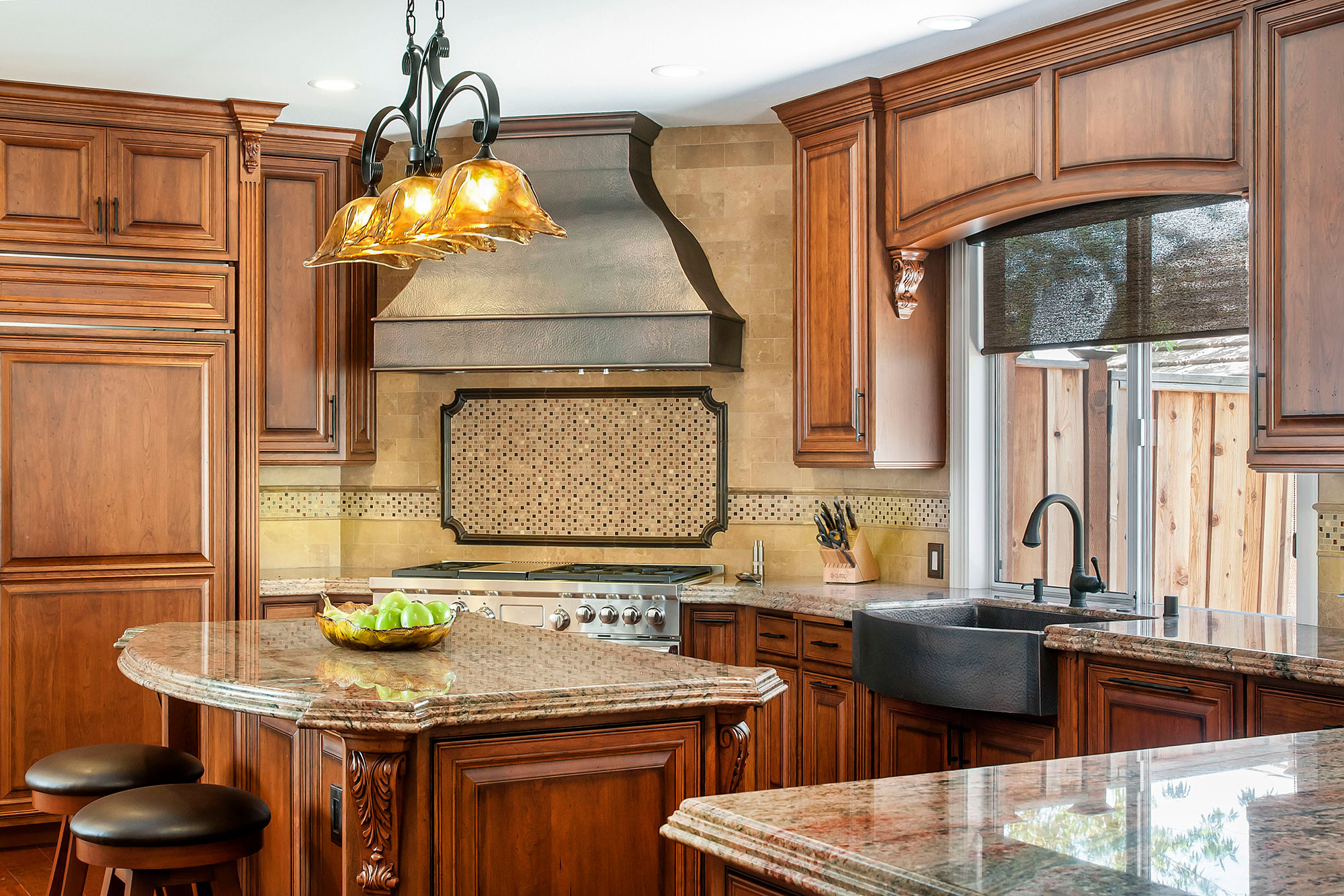Traditional Cherry Kitchen with Rich Stain