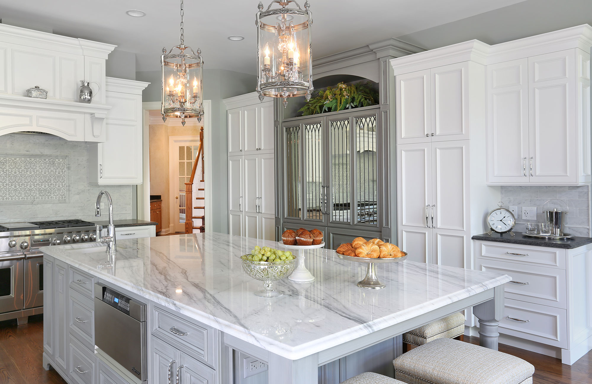 Traditional Formal White and Grey Kitchen