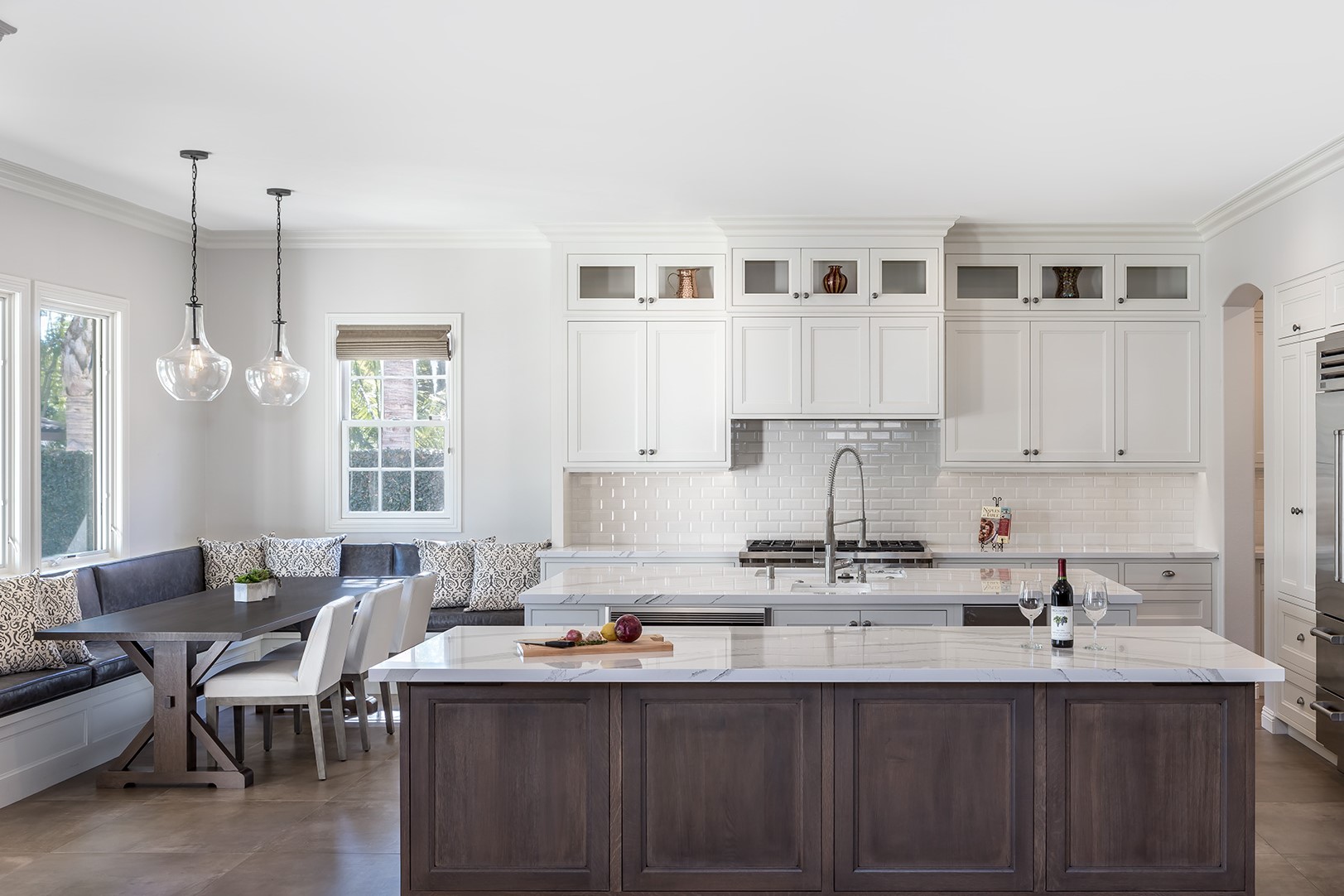Transitional Kitchen With Builtin Banquette