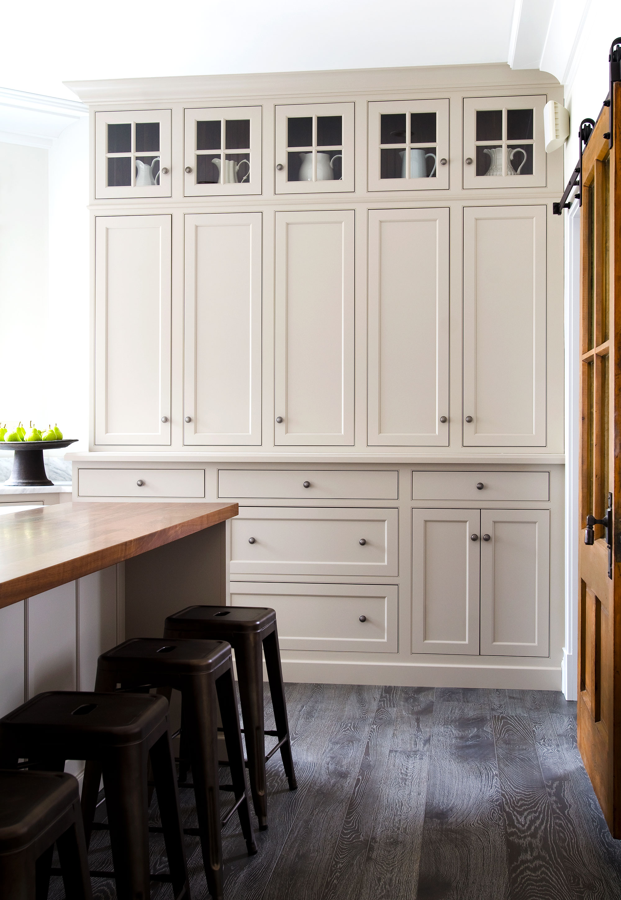 Transitional Kitchen with Mix of Beige Paint and Rustic Wood