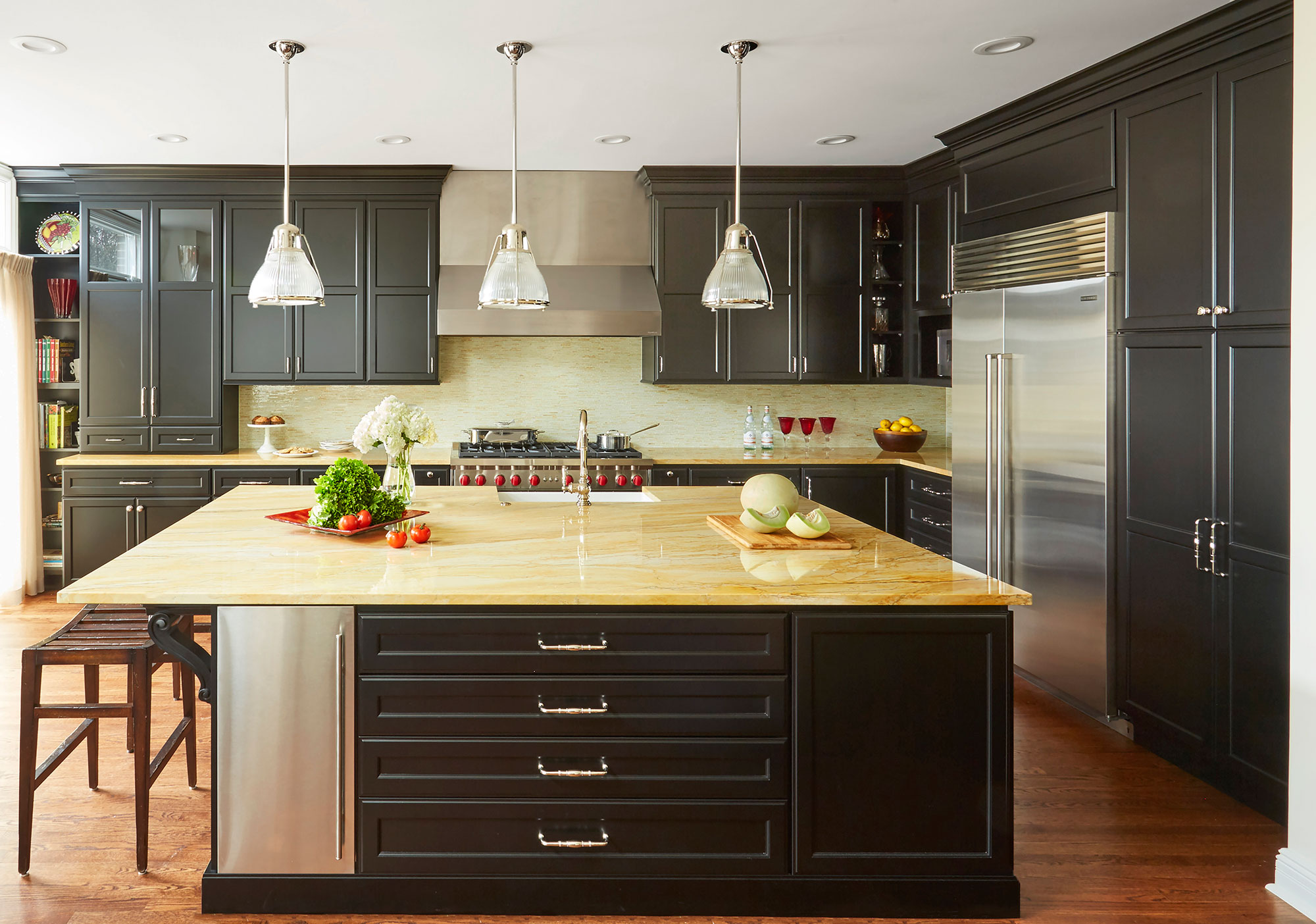 Transitional Painted Black Kitchen