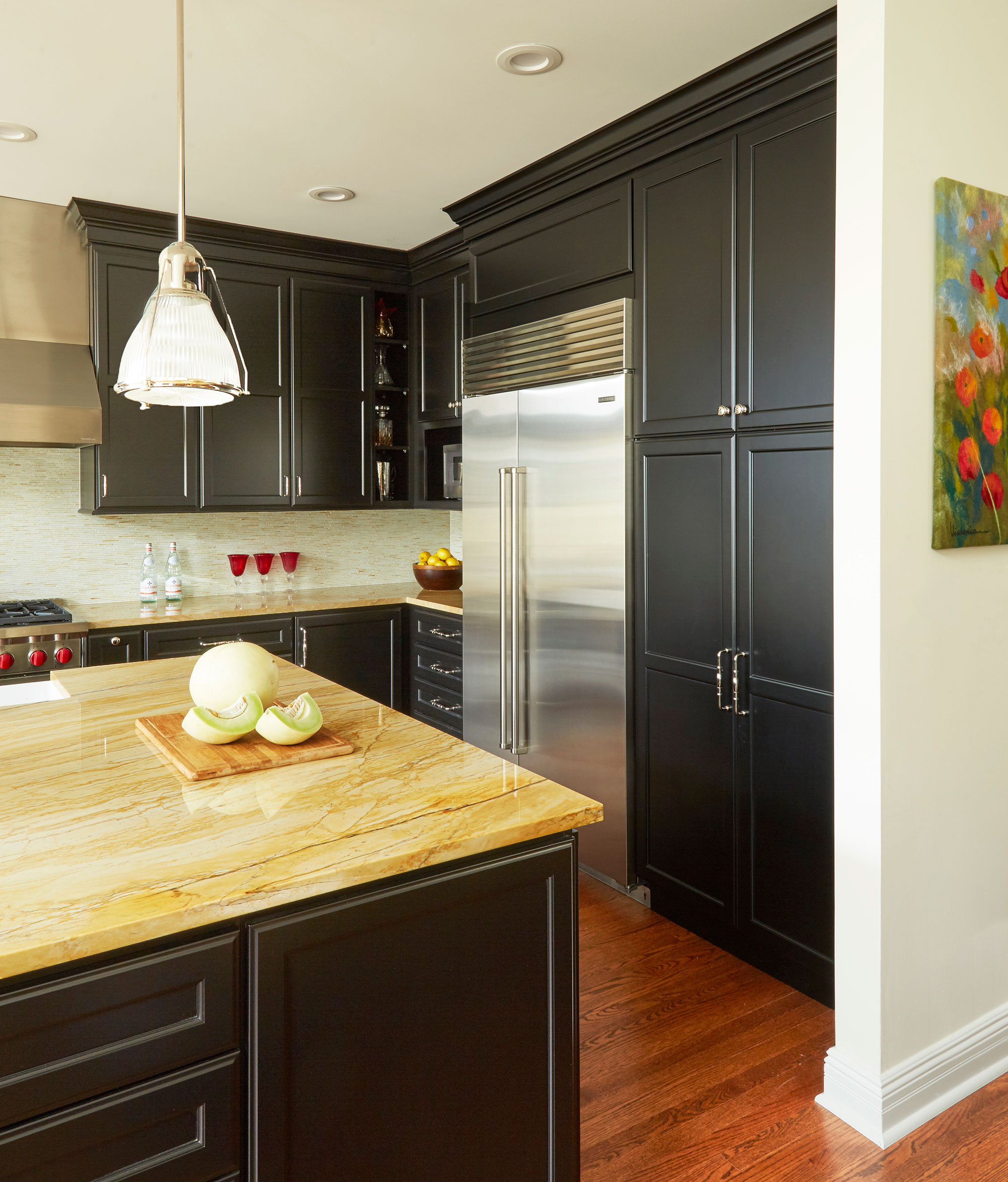 Transitional Painted Black Kitchen
