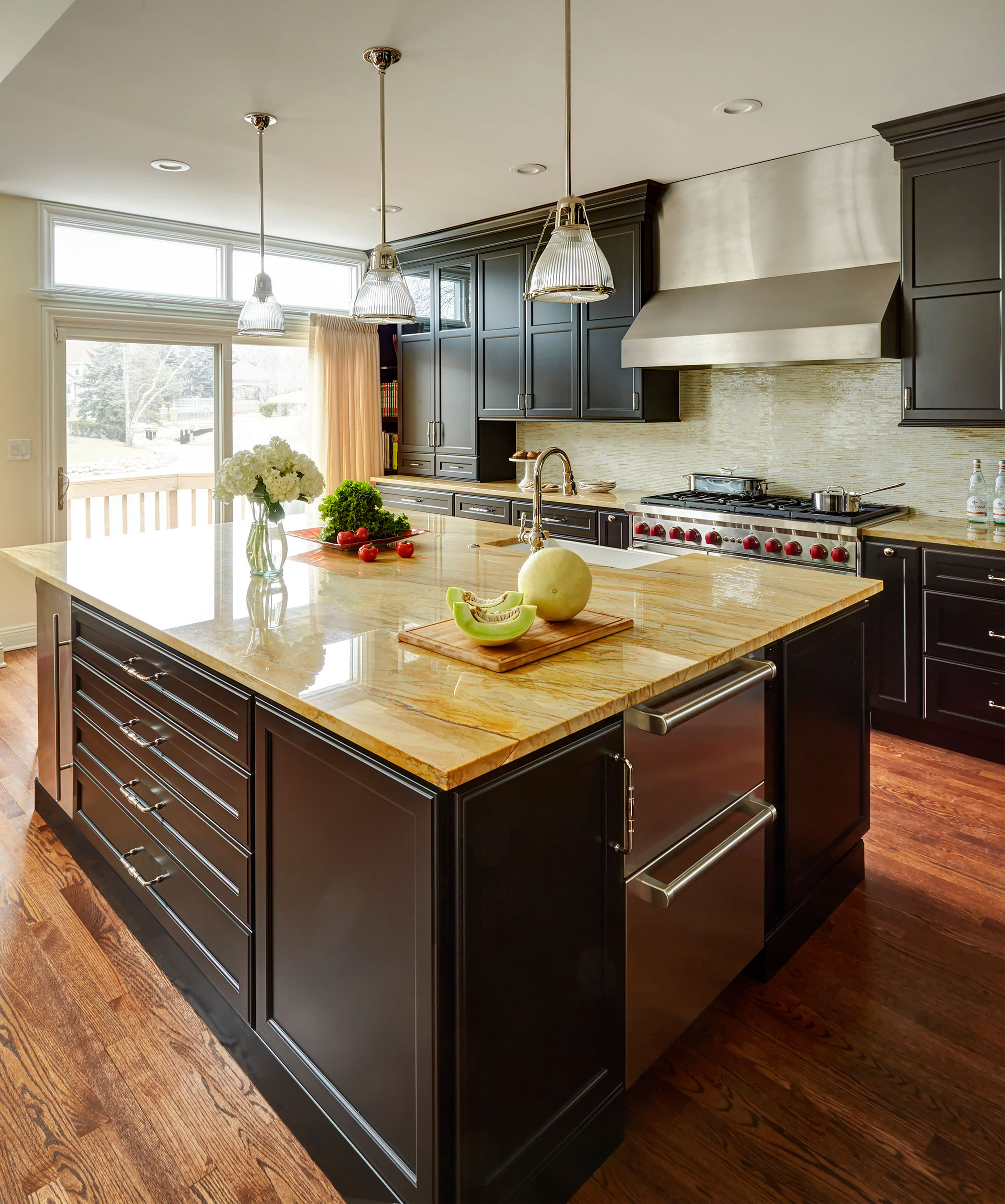 Transitional Painted Black Kitchen