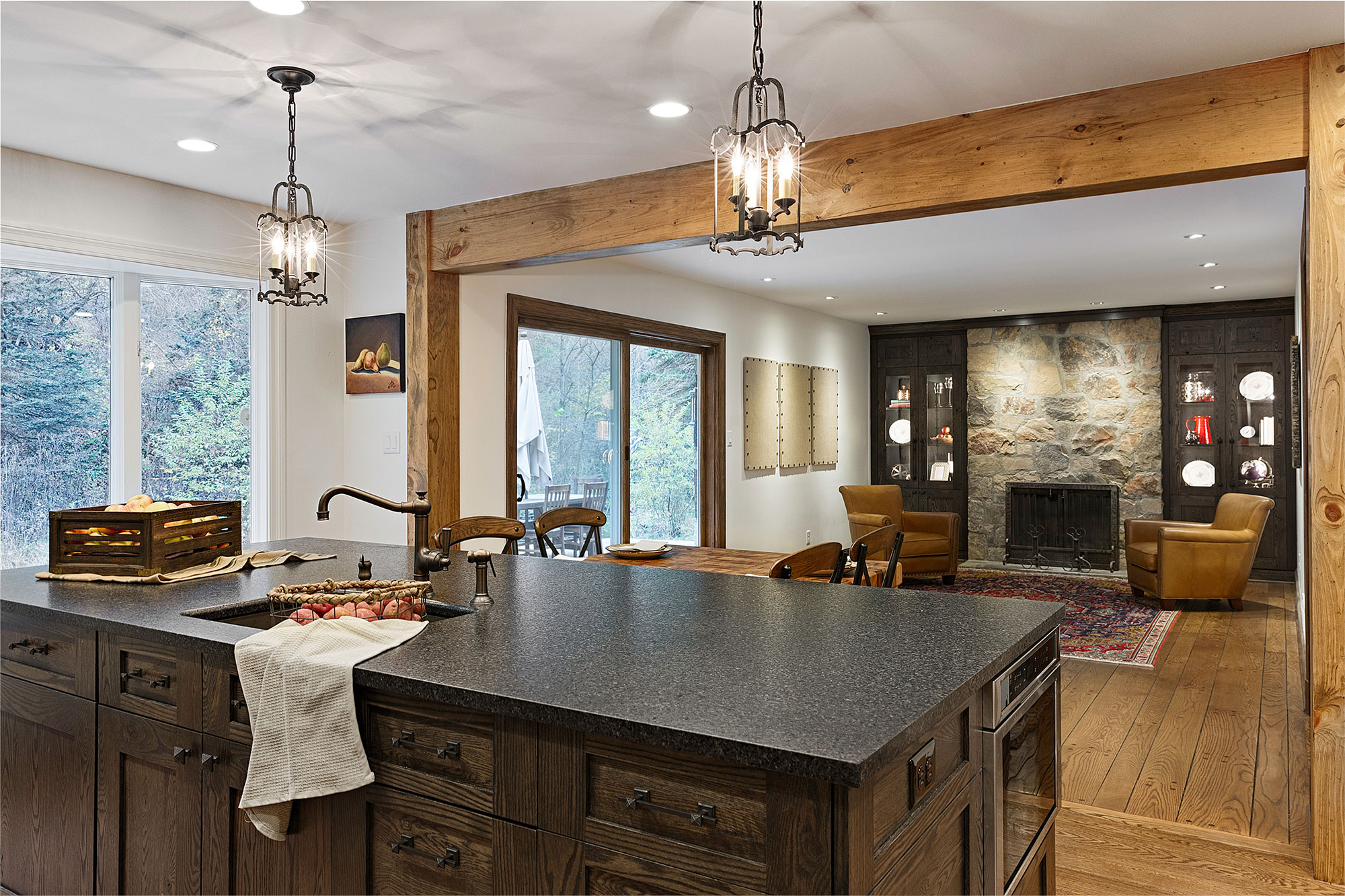 Transitional Rustic Oak Ranch Style Kitchen