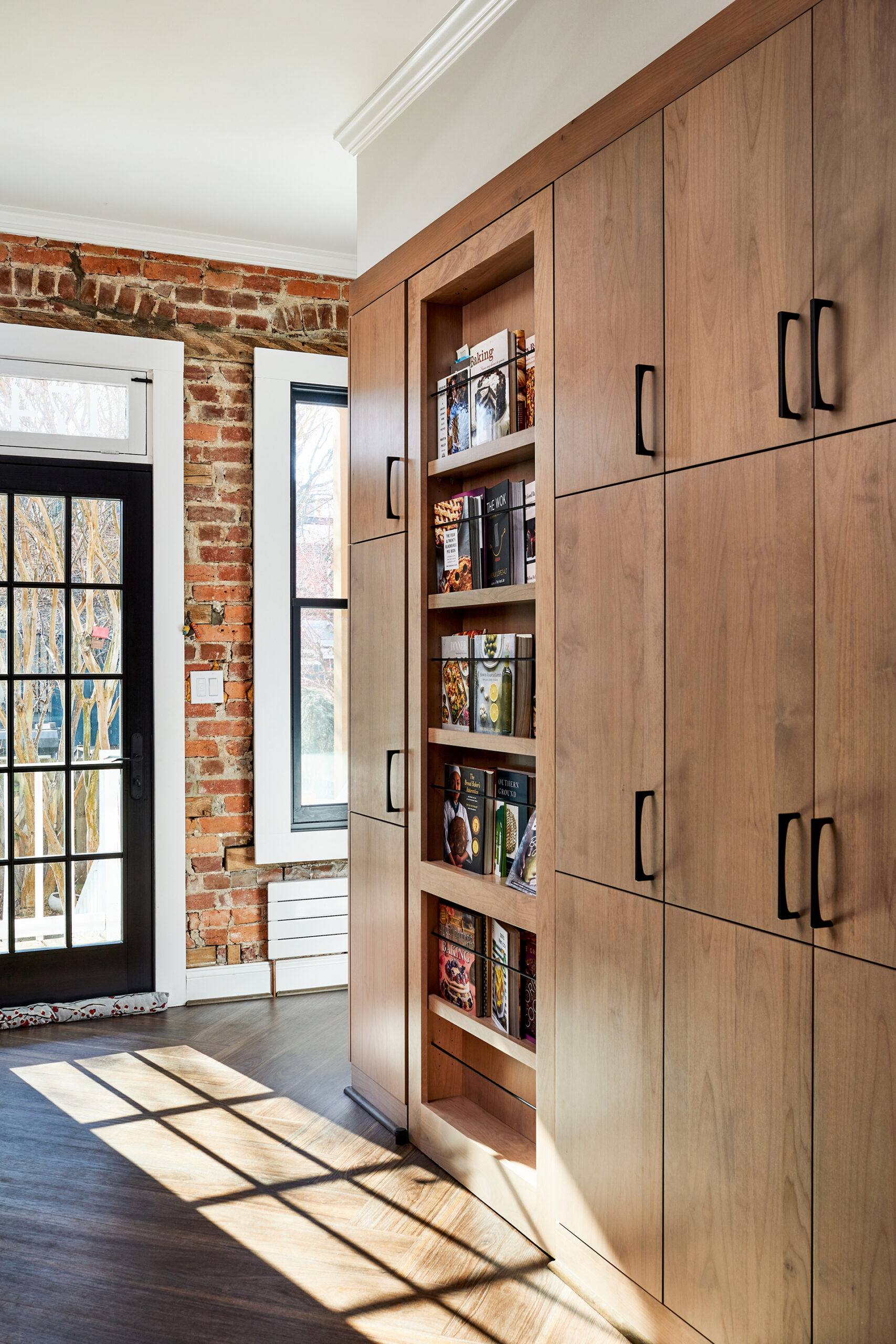 Transitional Slab Door Alder Kitchen