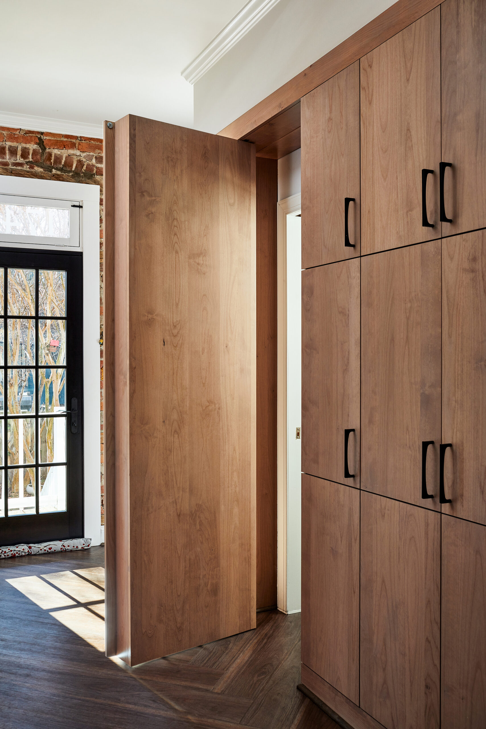 Transitional Slab Door Alder Kitchen