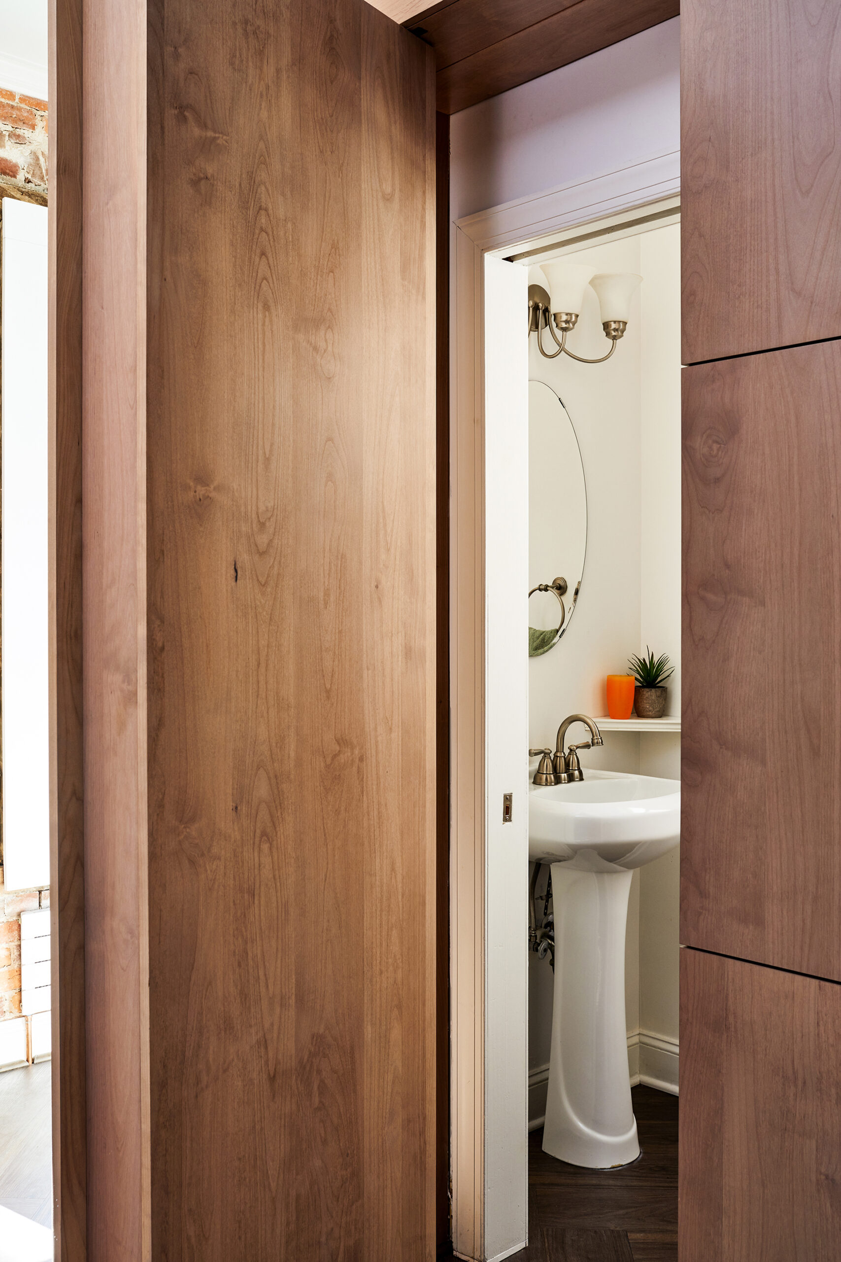 Transitional Slab Door Alder Kitchen