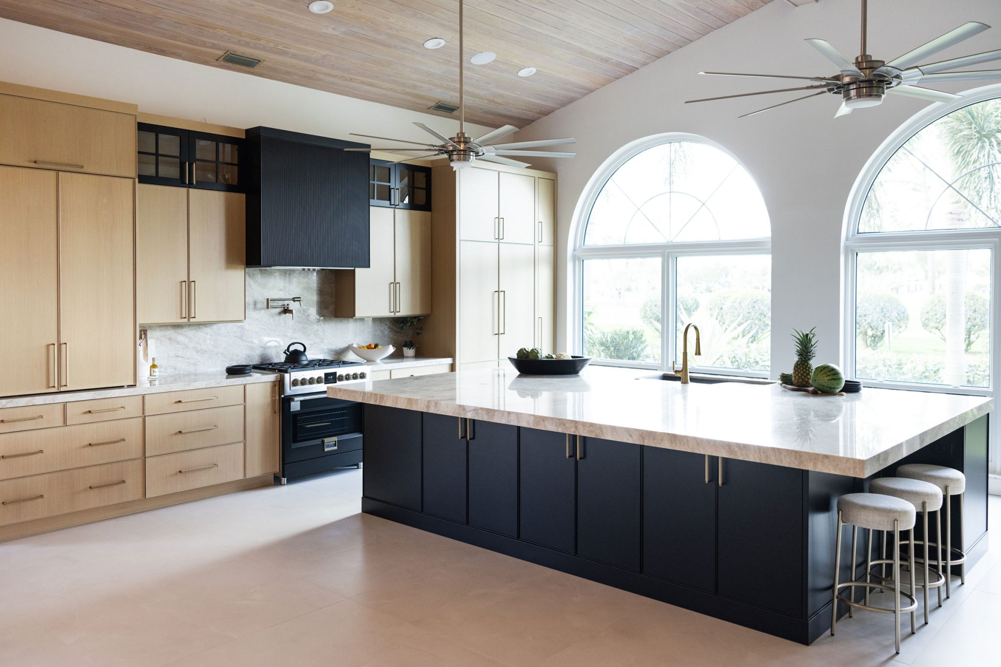 Two Tone Black Natural Modern Kitchen