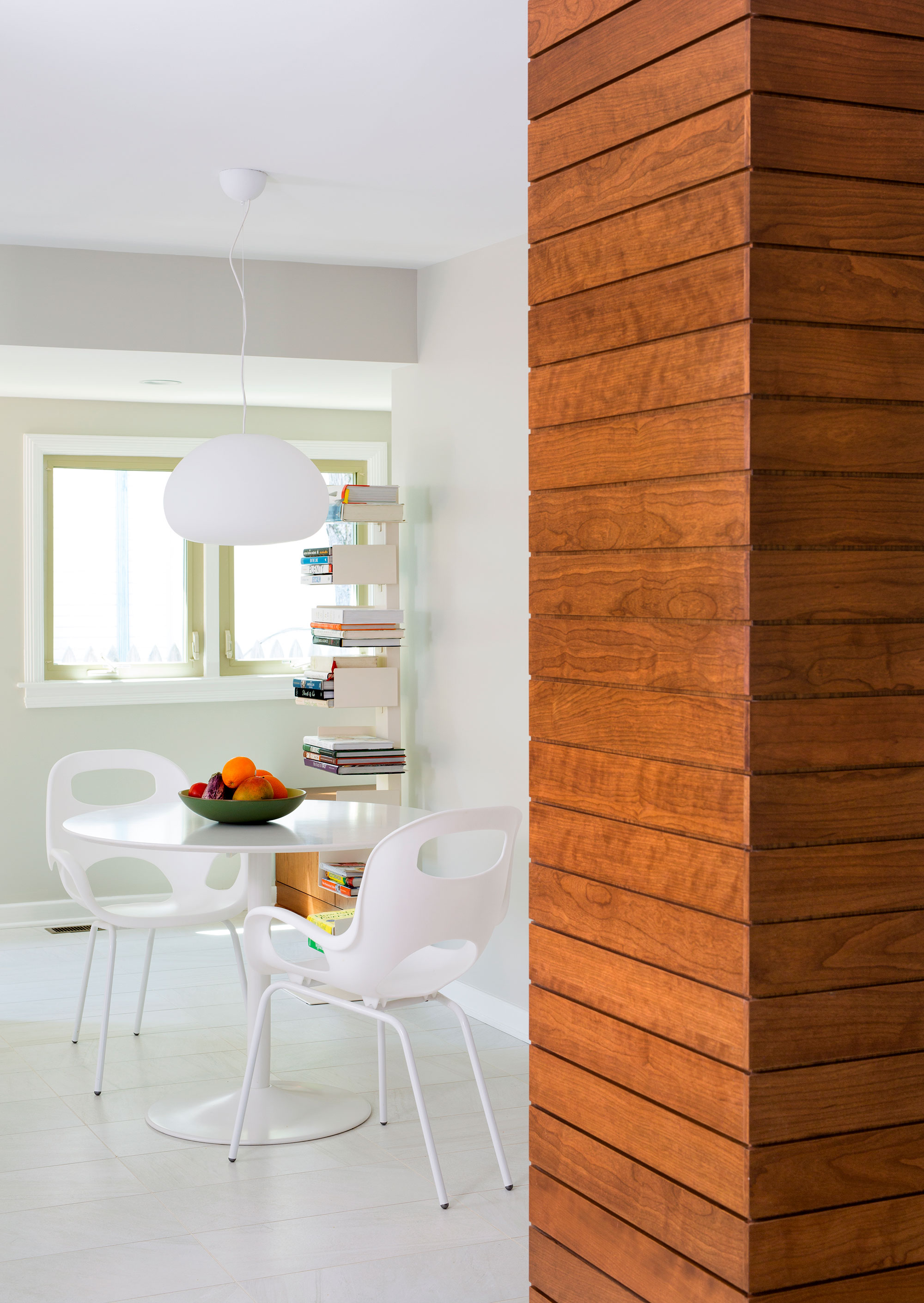 White and Cherry Wood Contemporary Kitchen