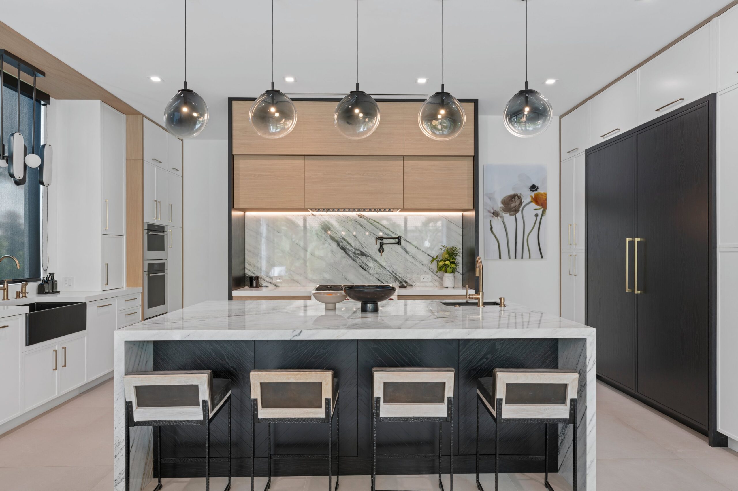 White Black Natural Contemporary Kitchen