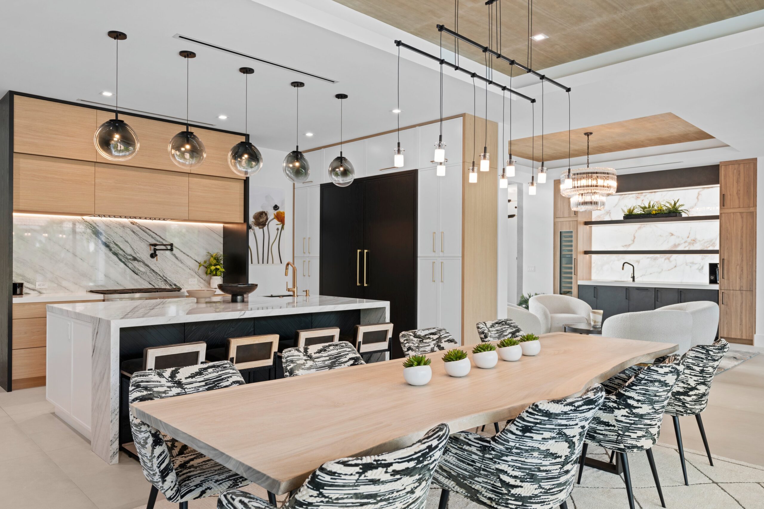 White Black Natural Contemporary Kitchen