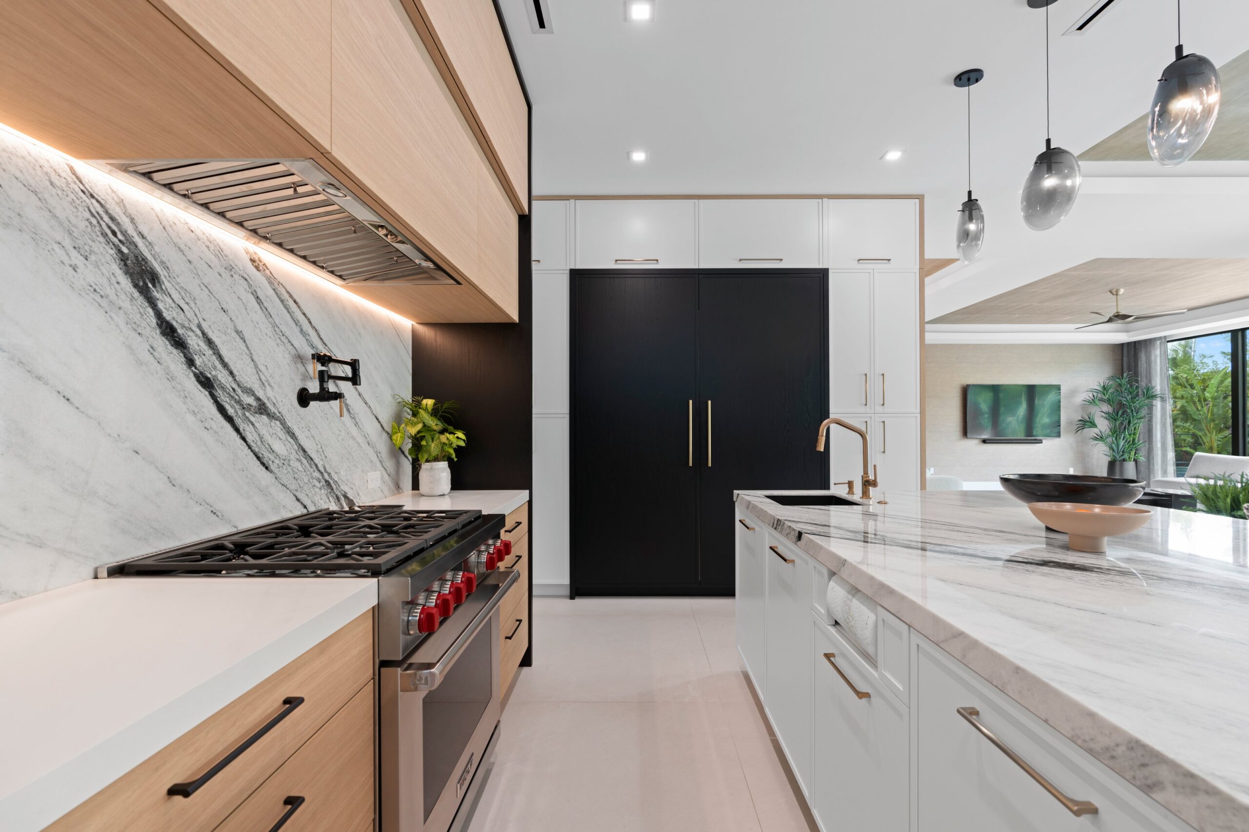White Black Natural Contemporary Kitchen