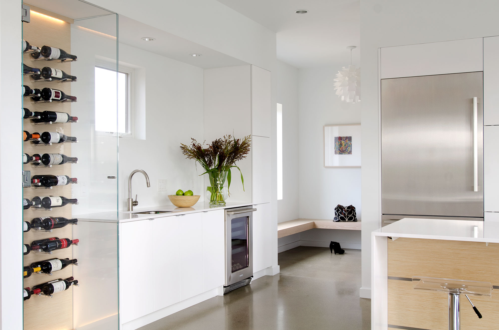 White Cabinets with Natural Wood Accents