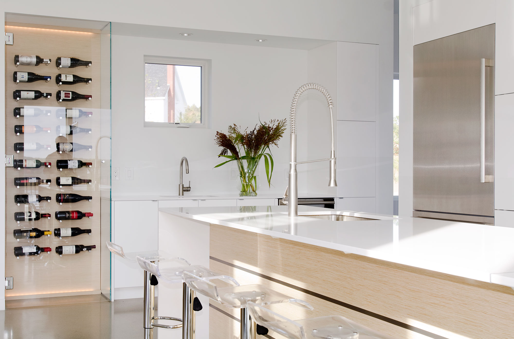 White Cabinets with Natural Wood Accents