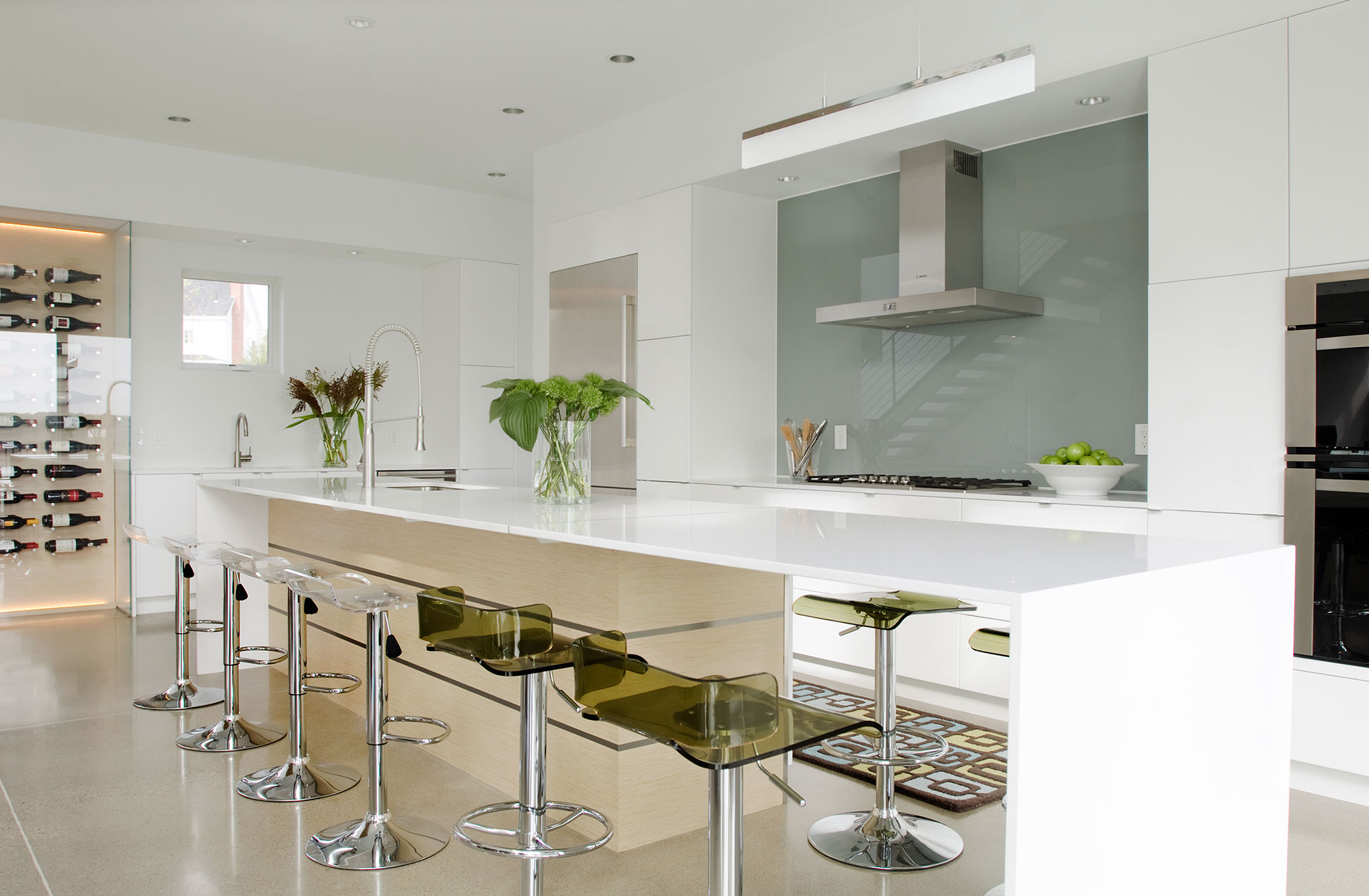 White Cabinets with Natural Wood Accents