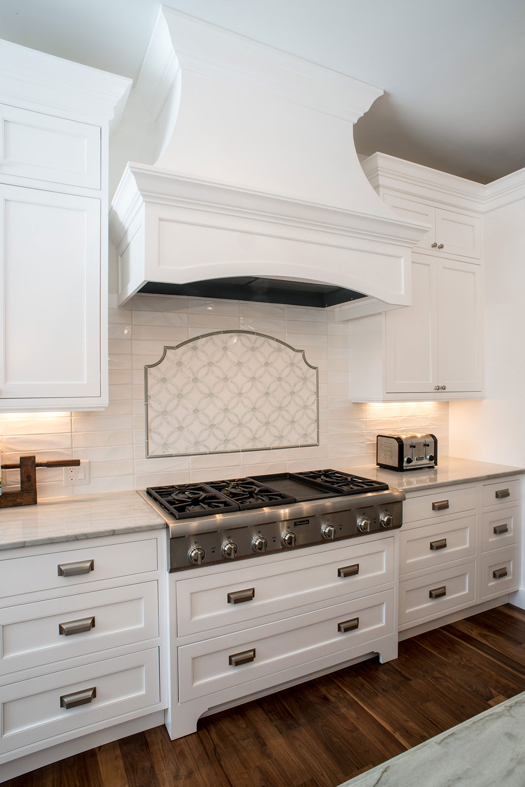 White Kitchen with Light Grey Island
