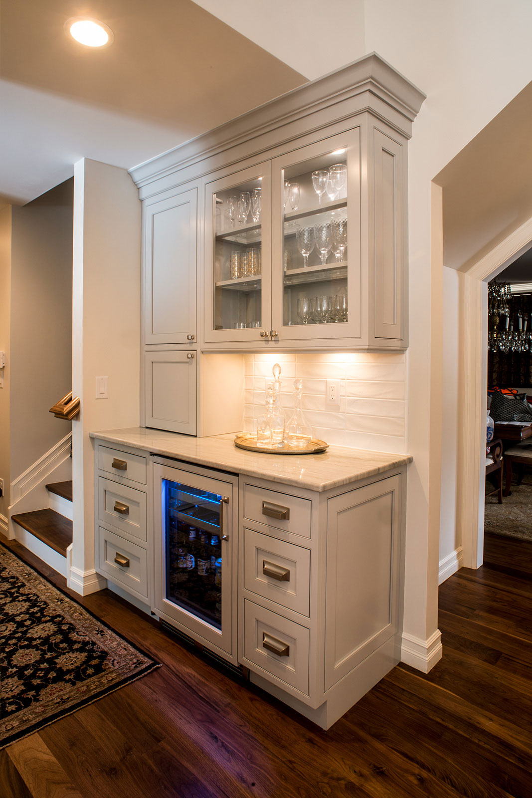 White Kitchen with Light Grey Island