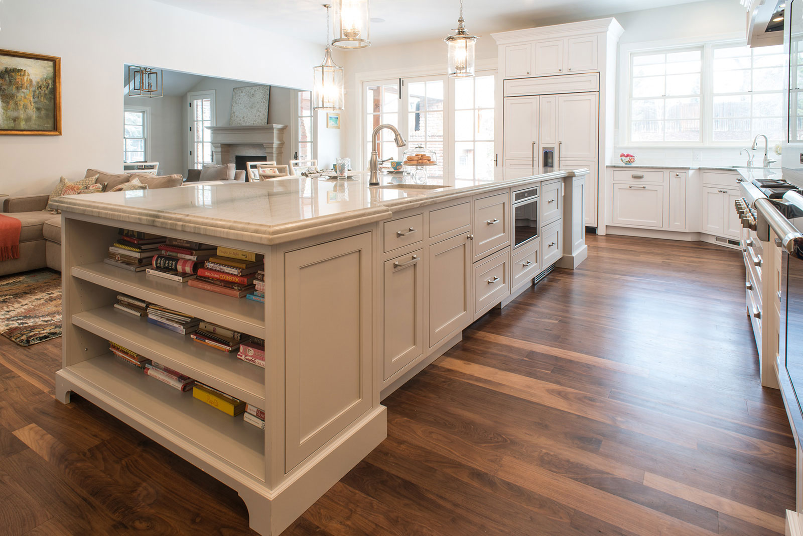 White Kitchen with Light Grey Island