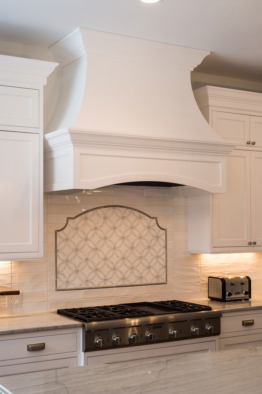 White Kitchen with Light Grey Island
