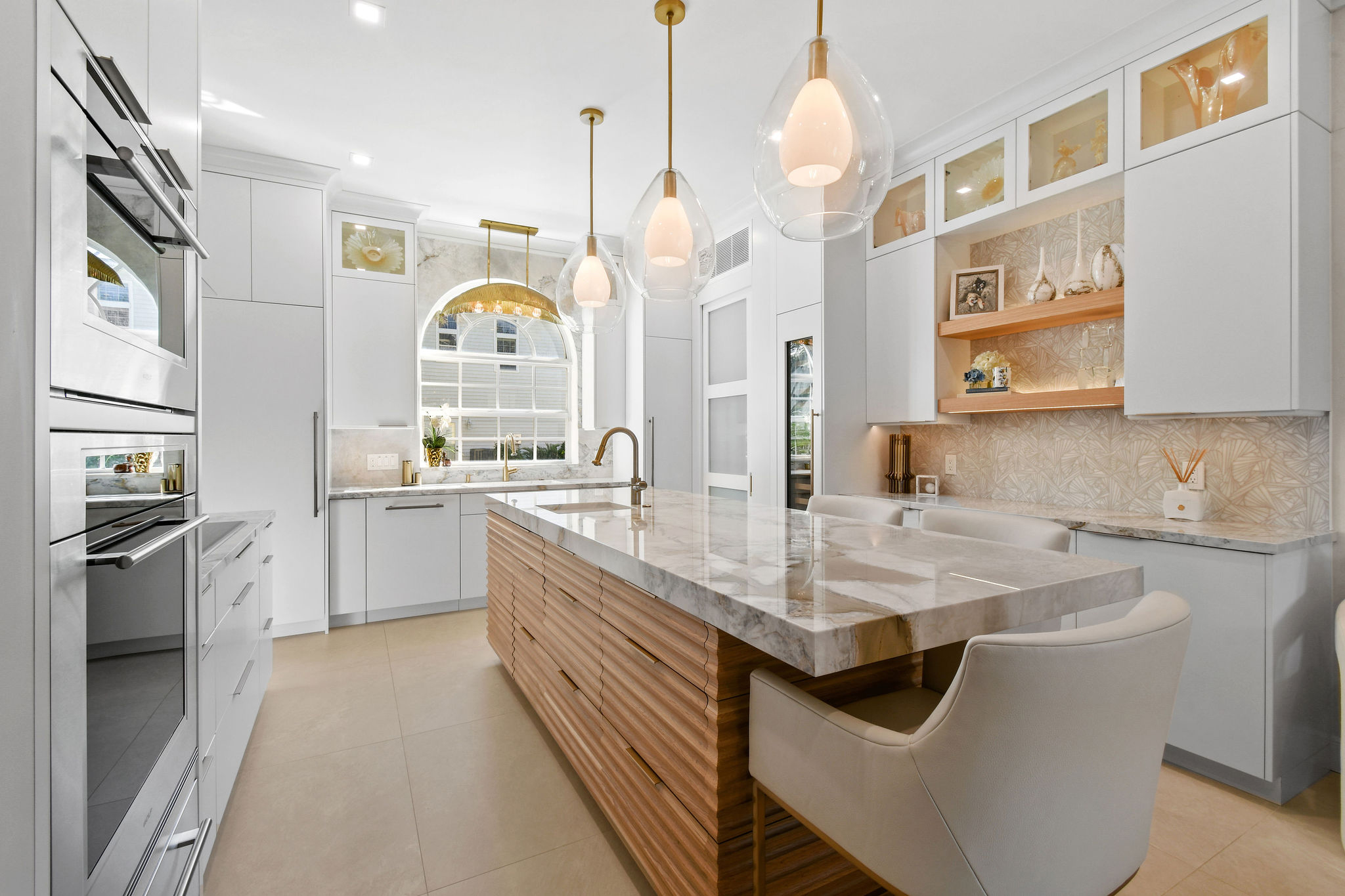 White Painted Kitchen With Custom Island