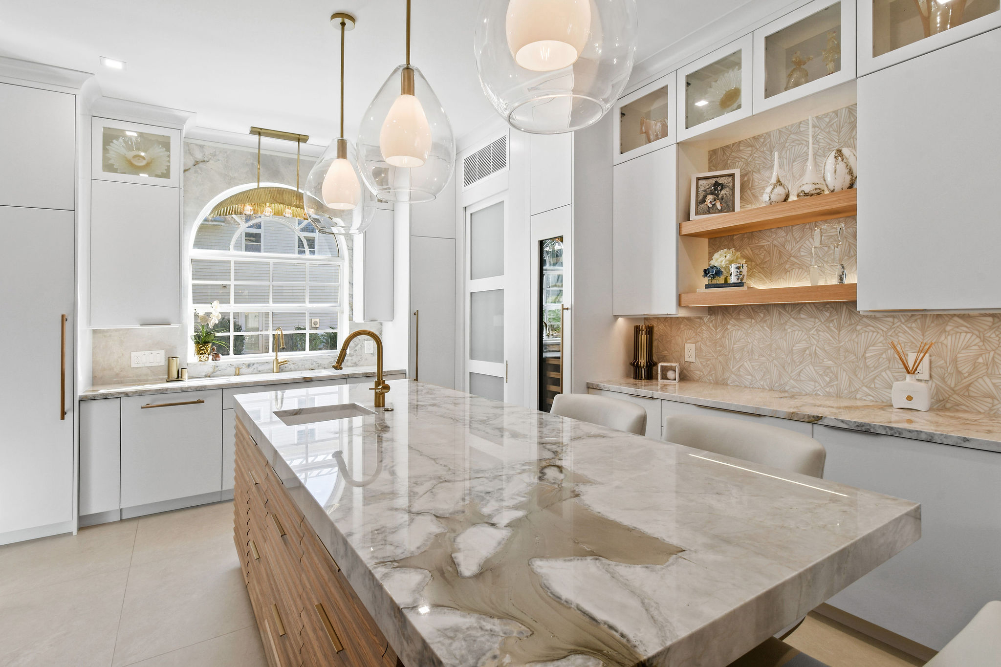 White Painted Kitchen With Custom Island