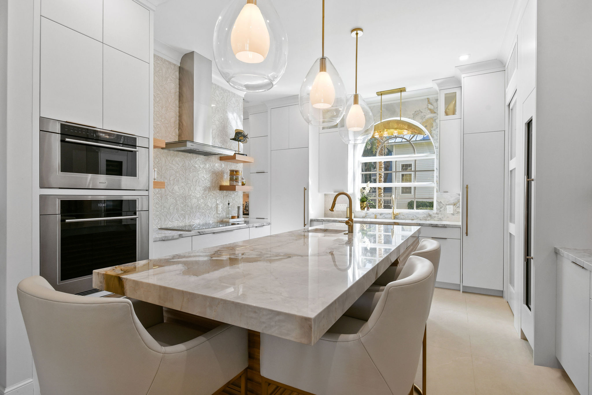 White Painted Kitchen With Custom Island
