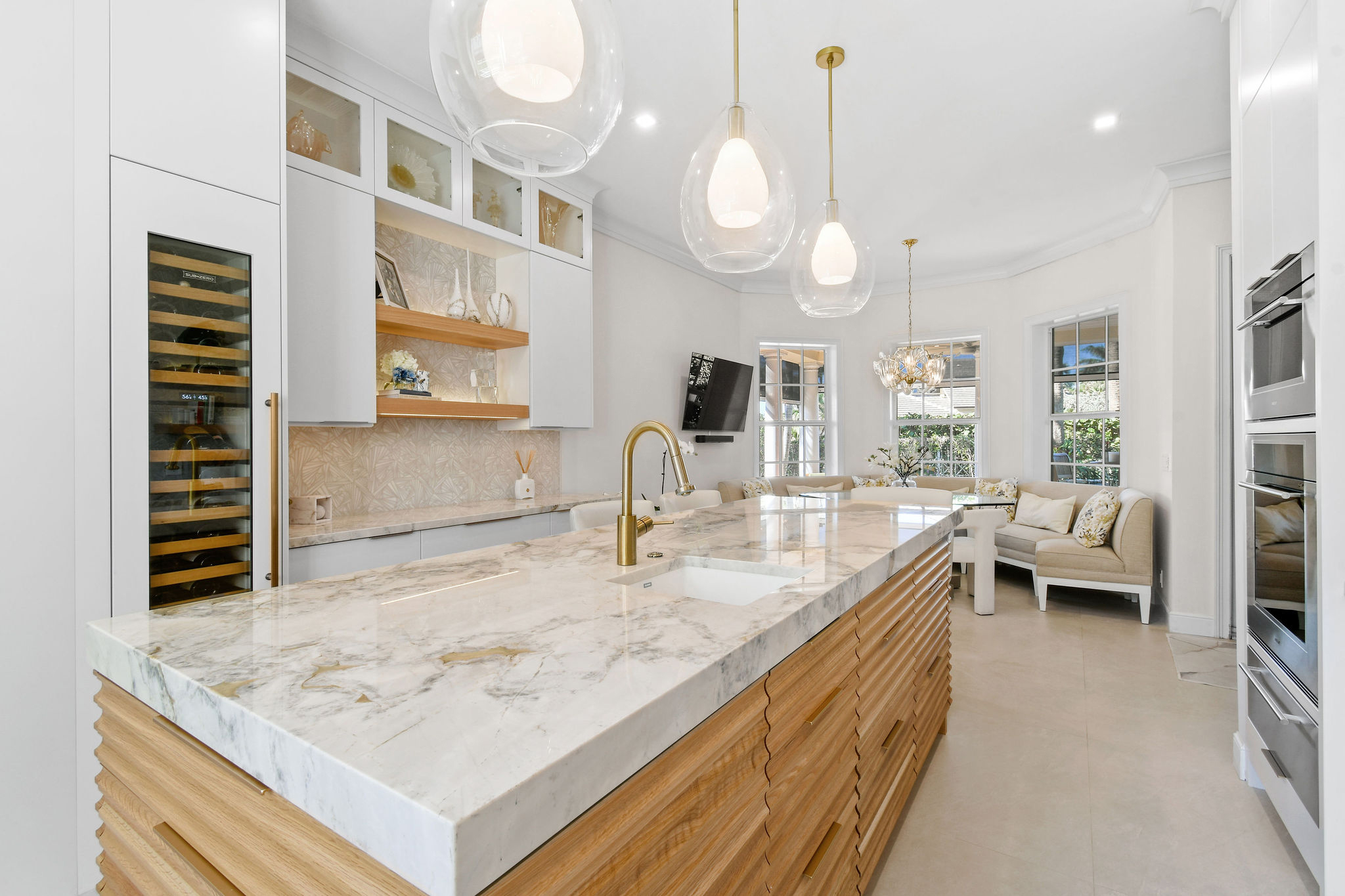 White Painted Kitchen With Custom Island