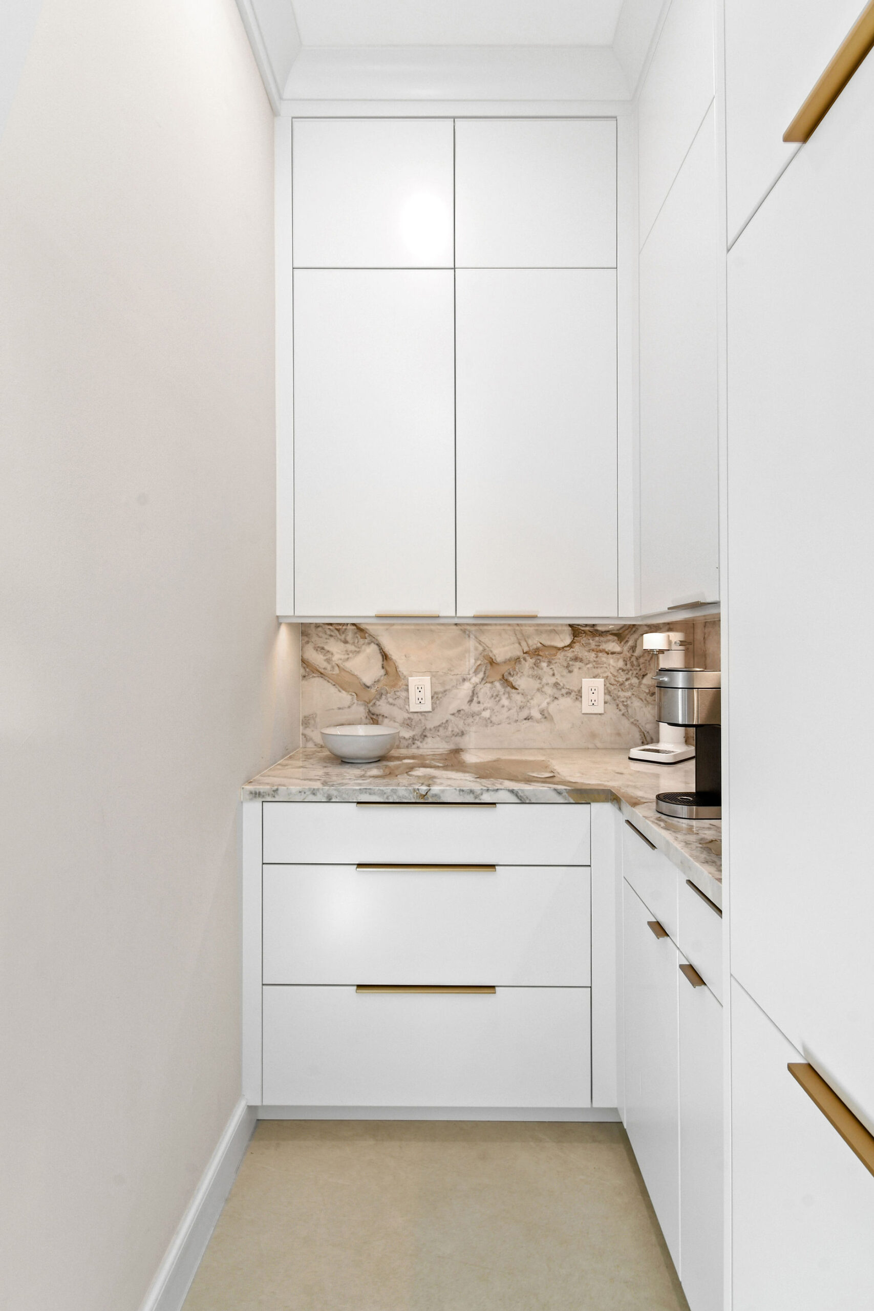 White Painted Kitchen With Custom Island